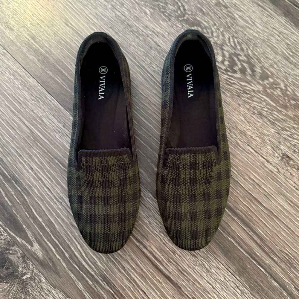 Vivaia Women’s Green and Black Plaid Slip-On Audrey Loafers